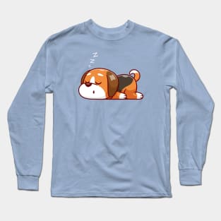 Cute Dog Sleeping Cartoon Long Sleeve T-Shirt